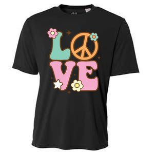 Peace Sign Love 60s 70s Costume Groovy Hippie Theme Party Cooling Performance Crew T-Shirt