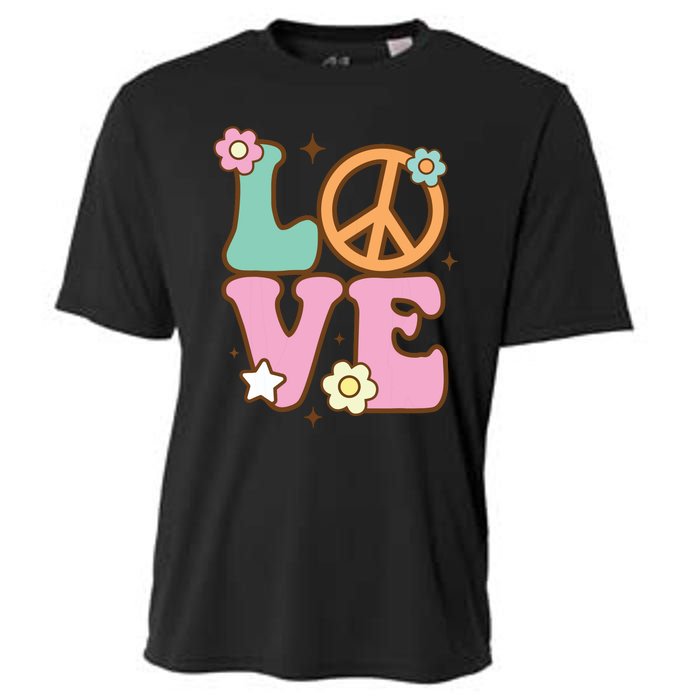 Peace Sign Love 60s 70s Costume Groovy Hippie Theme Party Cooling Performance Crew T-Shirt