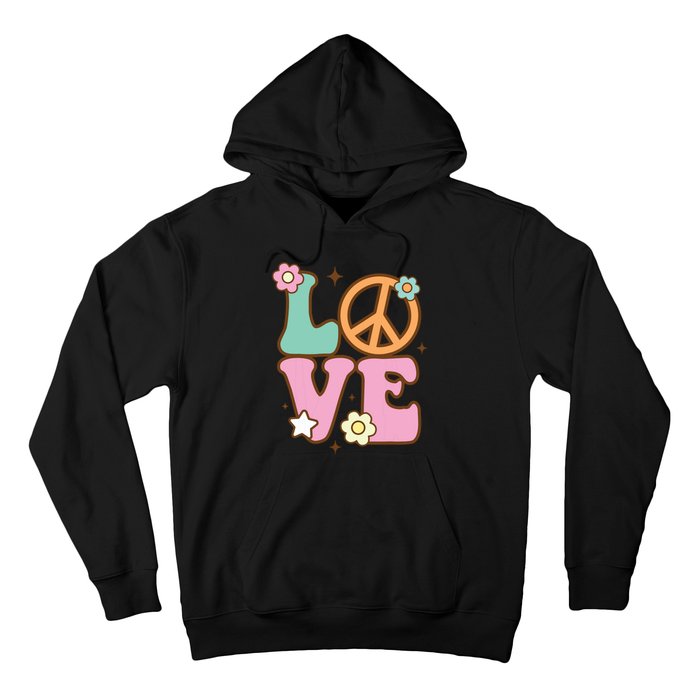 Peace Sign Love 60s 70s Costume Groovy Hippie Theme Party Hoodie