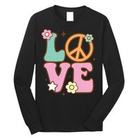 Peace Sign Love 60s 70s Costume Groovy Hippie Theme Party Long Sleeve Shirt