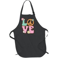 Peace Sign Love 60s 70s Costume Groovy Hippie Theme Party Full-Length Apron With Pockets