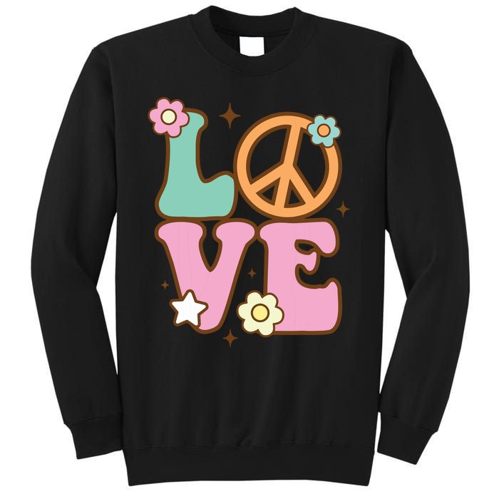 Peace Sign Love 60s 70s Costume Groovy Hippie Theme Party Sweatshirt