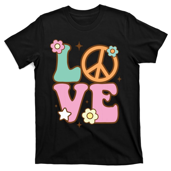 Peace Sign Love 60s 70s Costume Groovy Hippie Theme Party T-Shirt