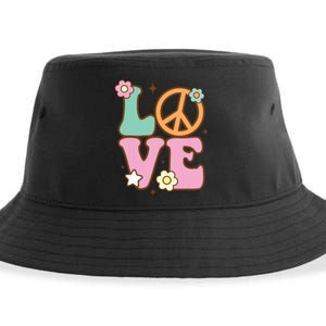 Peace Sign Love 60s 70s Costume Groovy Hippie Theme Party Sustainable Bucket Hat