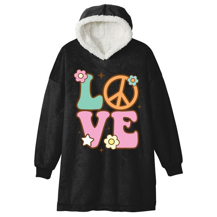 Peace Sign Love 60s 70s Costume Groovy Hippie Theme Party Hooded Wearable Blanket