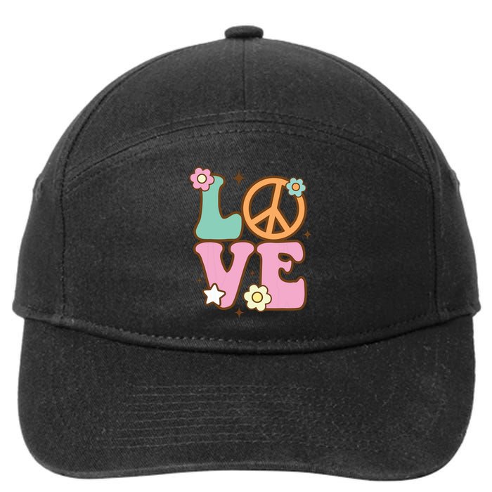 Peace Sign Love 60s 70s Costume Groovy Hippie Theme Party 7-Panel Snapback Hat