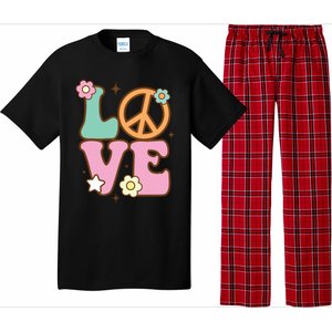 Peace Sign Love 60s 70s Costume Groovy Hippie Theme Party Pajama Set