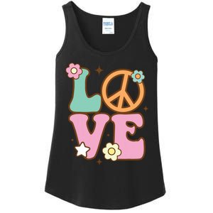 Peace Sign Love 60s 70s Costume Groovy Hippie Theme Party Ladies Essential Tank