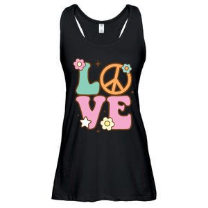 Peace Sign Love 60s 70s Costume Groovy Hippie Theme Party Ladies Essential Flowy Tank