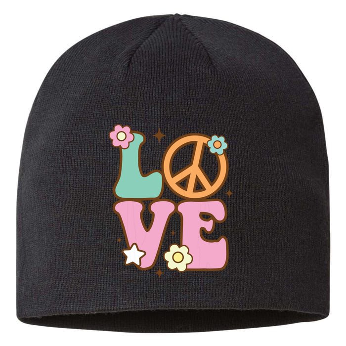 Peace Sign Love 60s 70s Costume Groovy Hippie Theme Party Sustainable Beanie