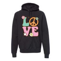 Peace Sign Love 60s 70s Costume Groovy Hippie Theme Party Premium Hoodie