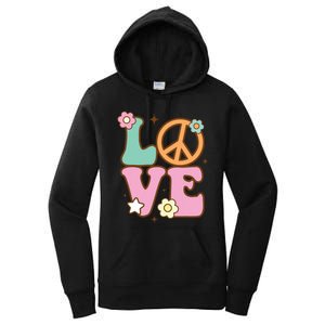 Peace Sign Love 60s 70s Costume Groovy Hippie Theme Party Women's Pullover Hoodie