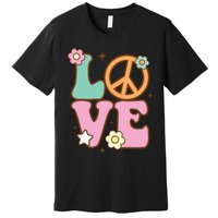 Peace Sign Love 60s 70s Costume Groovy Hippie Theme Party Premium T-Shirt