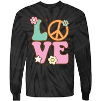 Peace Sign Love 60s 70s Costume Groovy Hippie Theme Party Tie-Dye Long Sleeve Shirt