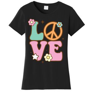 Peace Sign Love 60s 70s Costume Groovy Hippie Theme Party Women's T-Shirt