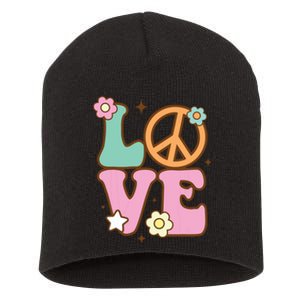 Peace Sign Love 60s 70s Costume Groovy Hippie Theme Party Short Acrylic Beanie