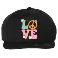 Peace Sign Love 60s 70s Costume Groovy Hippie Theme Party Wool Snapback Cap