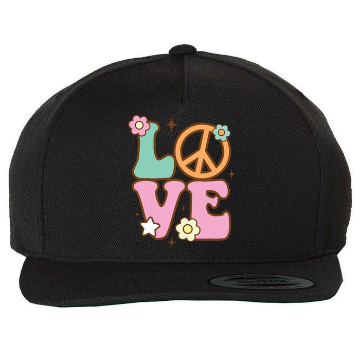 Peace Sign Love 60s 70s Costume Groovy Hippie Theme Party Wool Snapback Cap