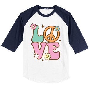 Peace Sign Love 60s 70s Costume Groovy Hippie Theme Party Baseball Sleeve Shirt