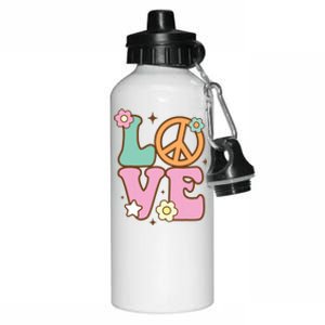 Peace Sign Love 60s 70s Costume Groovy Hippie Theme Party Aluminum Water Bottle