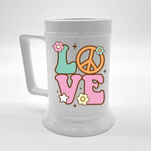 Peace Sign Love 60s 70s Costume Groovy Hippie Theme Party Beer Stein