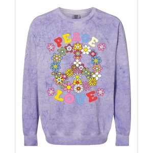 Peace Sign Love 60s 70s Hippie Costume Flowers Colorblast Crewneck Sweatshirt