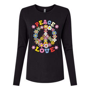 Peace Sign Love 60s 70s Hippie Costume Flowers Womens Cotton Relaxed Long Sleeve T-Shirt