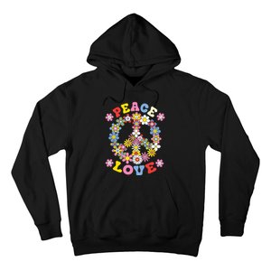 Peace Sign Love 60s 70s Hippie Costume Flowers Hoodie