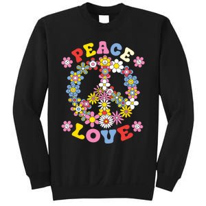 Peace Sign Love 60s 70s Hippie Costume Flowers Sweatshirt