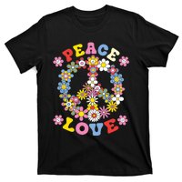 Peace Sign Love 60s 70s Hippie Costume Flowers T-Shirt