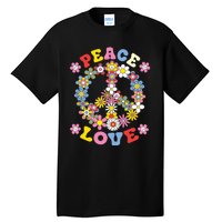 Peace Sign Love 60s 70s Hippie Costume Flowers Tall T-Shirt