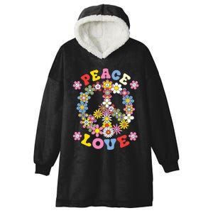 Peace Sign Love 60s 70s Hippie Costume Flowers Hooded Wearable Blanket