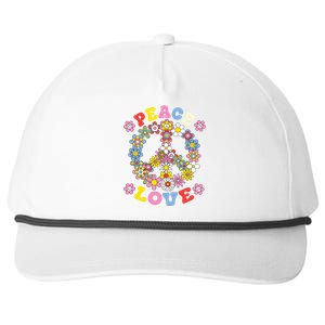 Peace Sign Love 60s 70s Hippie Costume Flowers Snapback Five-Panel Rope Hat