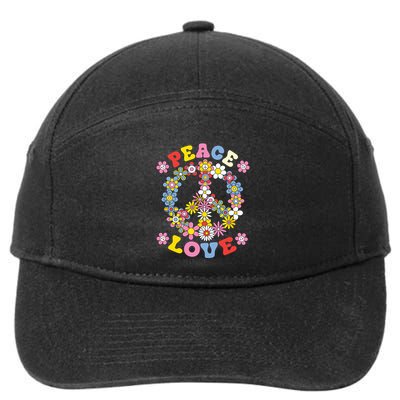 Peace Sign Love 60s 70s Hippie Costume Flowers 7-Panel Snapback Hat