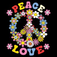 Peace Sign Love 60s 70s Hippie Costume Flowers Bucket Hat