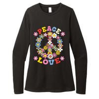 Peace Sign Love 60s 70s Hippie Costume Flowers Womens CVC Long Sleeve Shirt