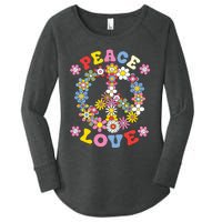 Peace Sign Love 60s 70s Hippie Costume Flowers Women's Perfect Tri Tunic Long Sleeve Shirt