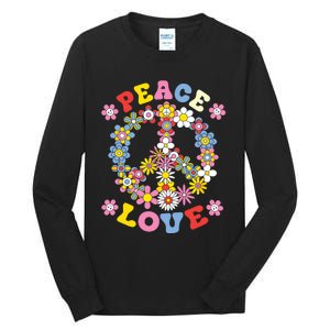 Peace Sign Love 60s 70s Hippie Costume Flowers Tall Long Sleeve T-Shirt