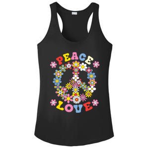 Peace Sign Love 60s 70s Hippie Costume Flowers Ladies PosiCharge Competitor Racerback Tank