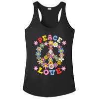 Peace Sign Love 60s 70s Hippie Costume Flowers Ladies PosiCharge Competitor Racerback Tank