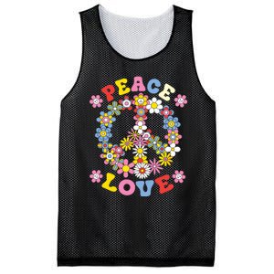 Peace Sign Love 60s 70s Hippie Costume Flowers Mesh Reversible Basketball Jersey Tank