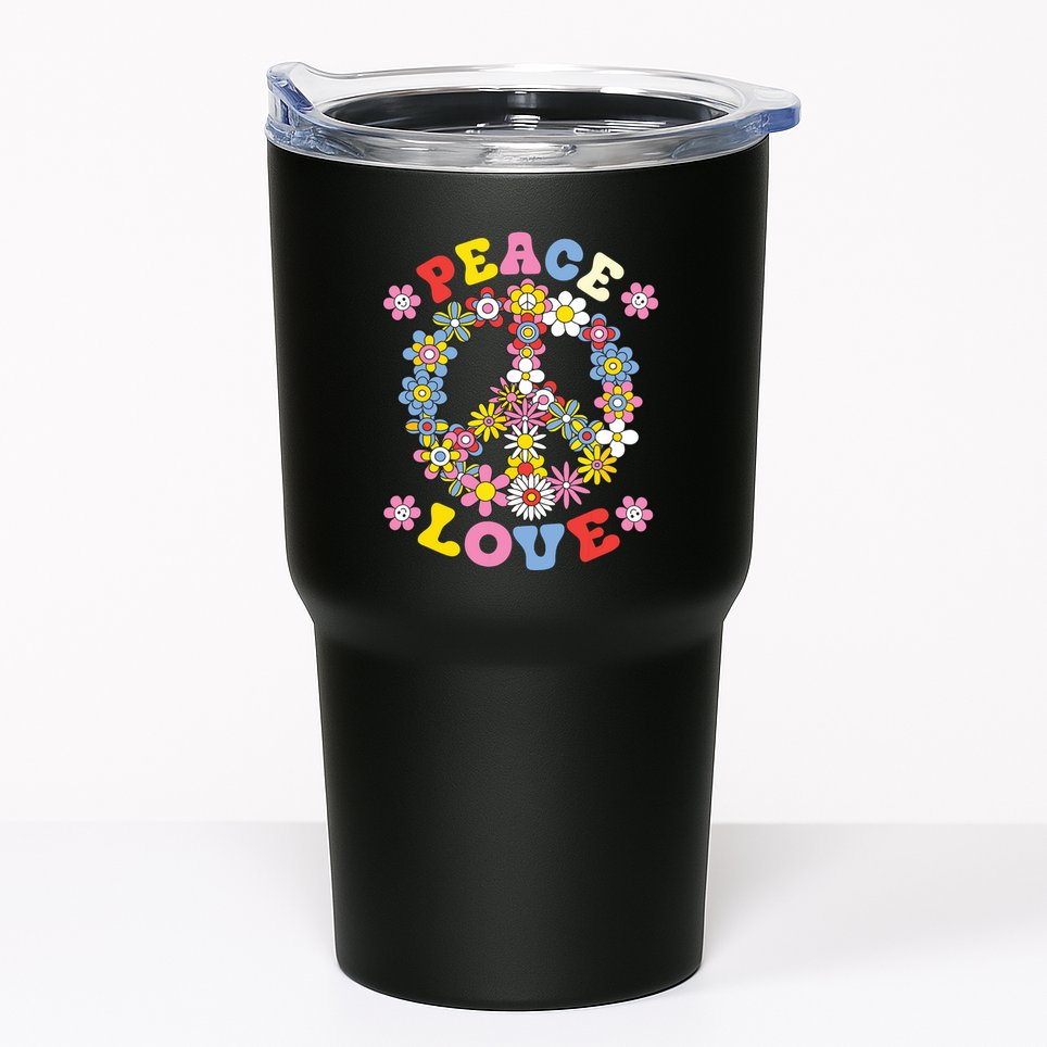 Peace Sign Love 60s 70s Hippie Costume Flowers Tumbler