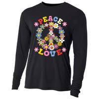 Peace Sign Love 60s 70s Hippie Costume Flowers Cooling Performance Long Sleeve Crew