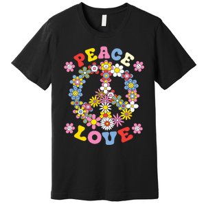 Peace Sign Love 60s 70s Hippie Costume Flowers Premium T-Shirt