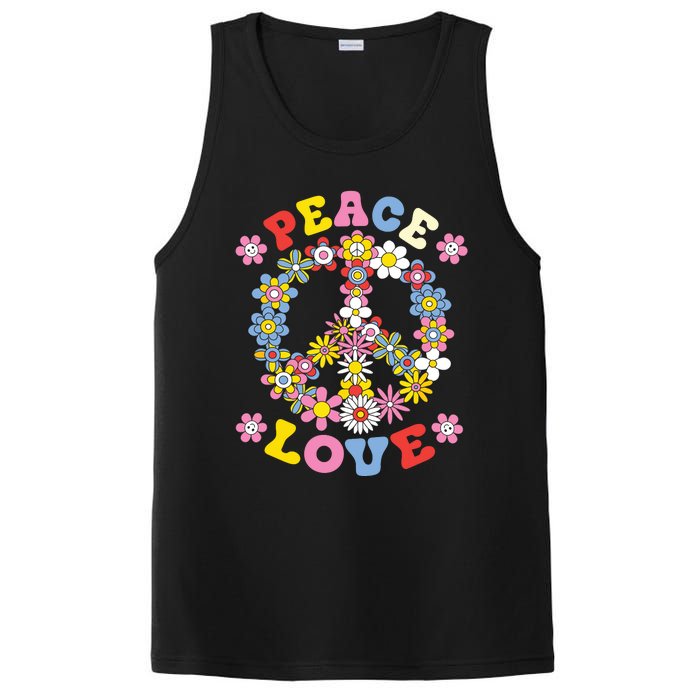 Peace Sign Love 60s 70s Hippie Costume Flowers PosiCharge Competitor Tank