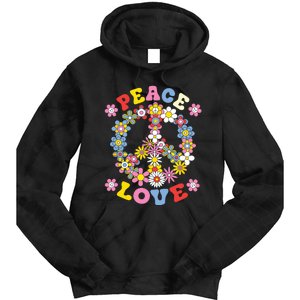 Peace Sign Love 60s 70s Hippie Costume Flowers Tie Dye Hoodie