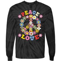 Peace Sign Love 60s 70s Hippie Costume Flowers Tie-Dye Long Sleeve Shirt