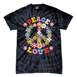 Peace Sign Love 60s 70s Hippie Costume Flowers Tie-Dye T-Shirt