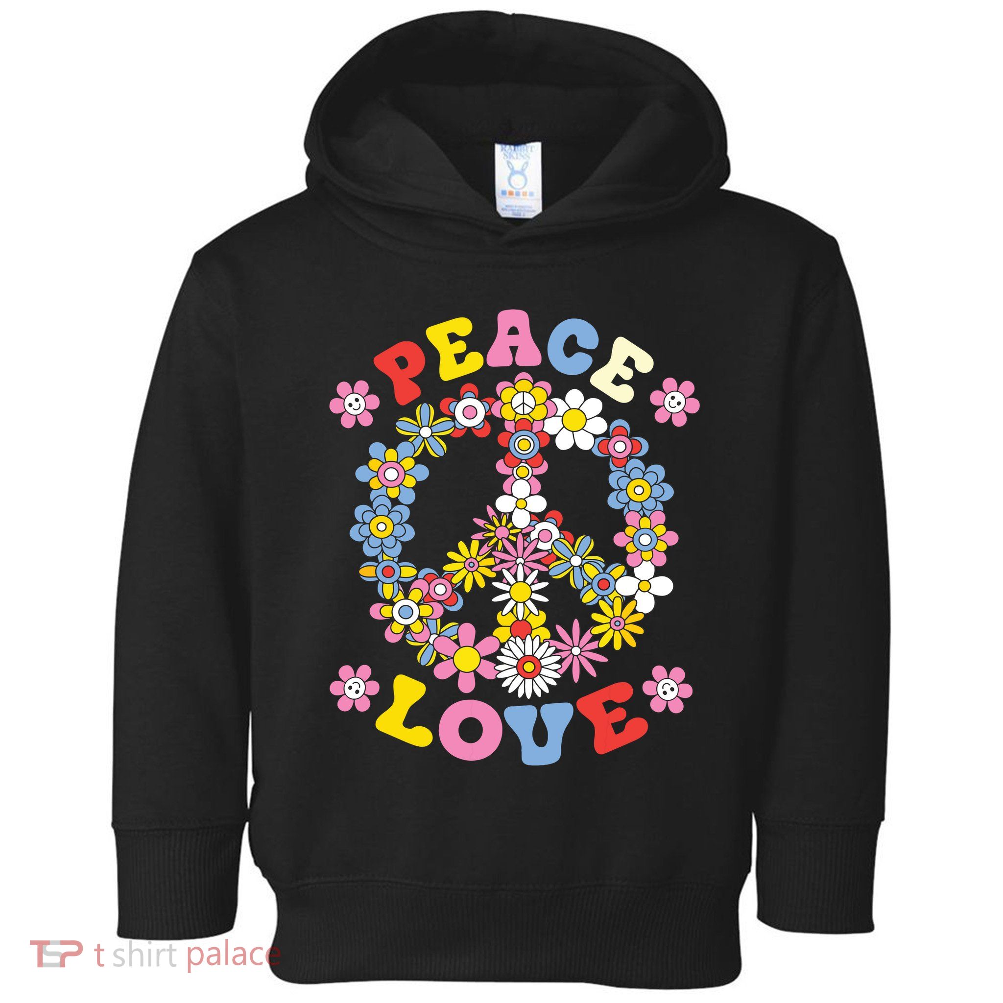 Peace Sign Love 60s 70s Hippie Costume Flowers Toddler Hoodie