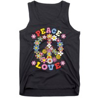 Peace Sign Love 60s 70s Hippie Costume Flowers Tank Top